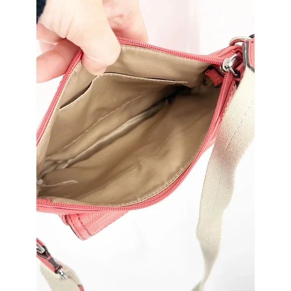 Coach Park Swingpack Pebbled Leather Crossbody Bag Coral Pink Front Pocket Small - Picture 10 of 10